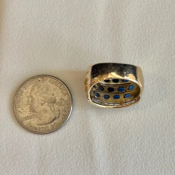 Sapphire and CZ Cocktail Ring - Picture 9 of 16